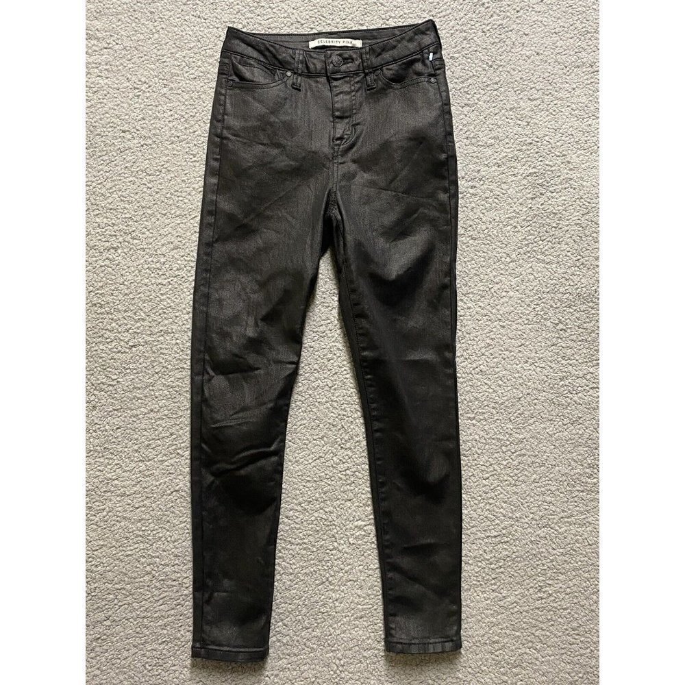 Celebrity Pink Jeans 3/26 High Rise Ankle Skinny Shinny Black Stretch Juniors